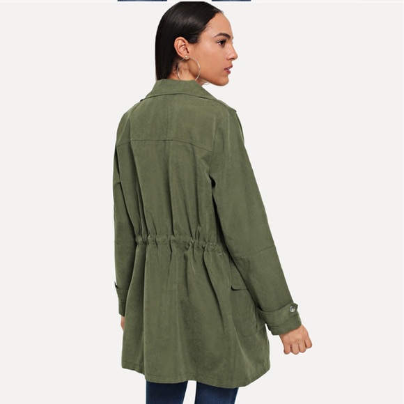 1 Left! Army Green Thin Utility Jacket Coat - Picture 4 of 6